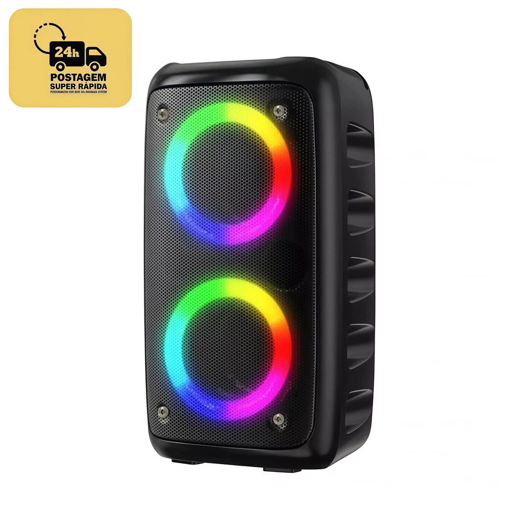 Caixa de Som Bluetooth Potente Multimídia com LED RGB Subwoofer TWS Estéreo sem Fio
